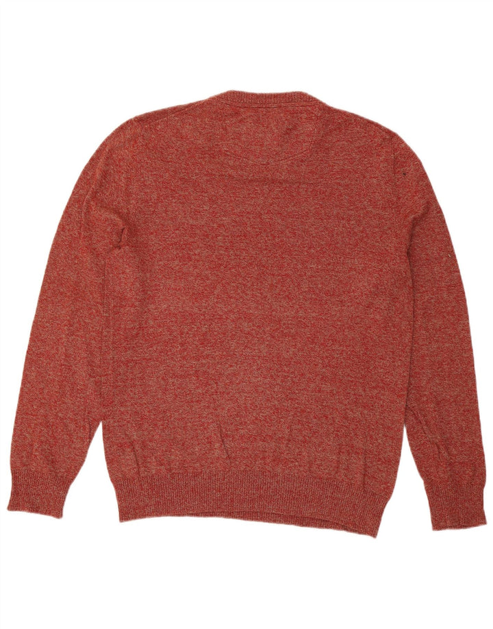 Suéter masculino com gola redonda Fat Face, algodão manchado vermelho grande