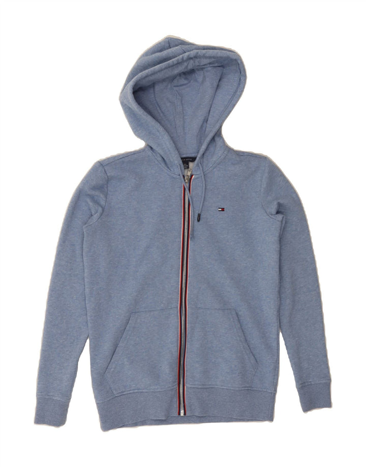 TOMMY HILFIGER Womens Zip Hoodie Sweater UK 2 2XS Blue Cotton Vintage Tommy Hilfiger and Second-Hand Tommy Hilfiger from Messina Hembry 