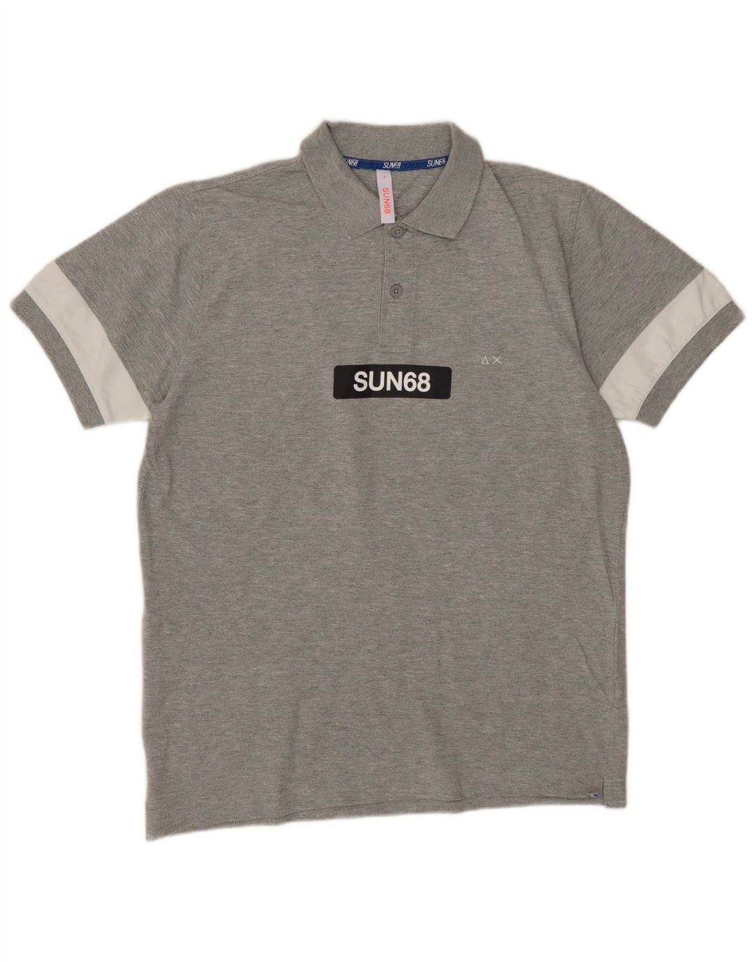 Camisa polo masculina SUN68 gráfica pequena cinza colorblock