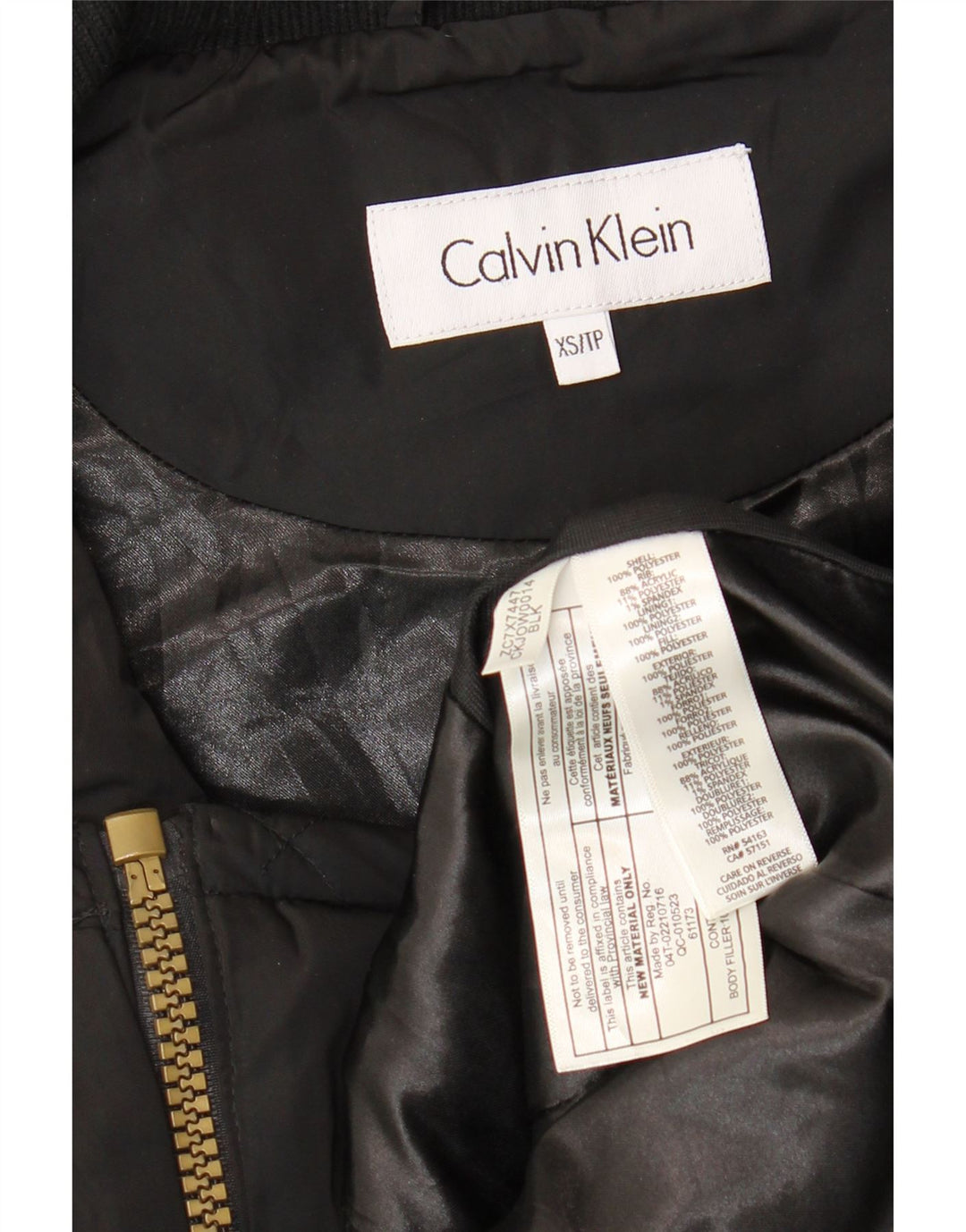 CALVIN KLEIN Colete acolchoado feminino UK 6 XS poliéster preto