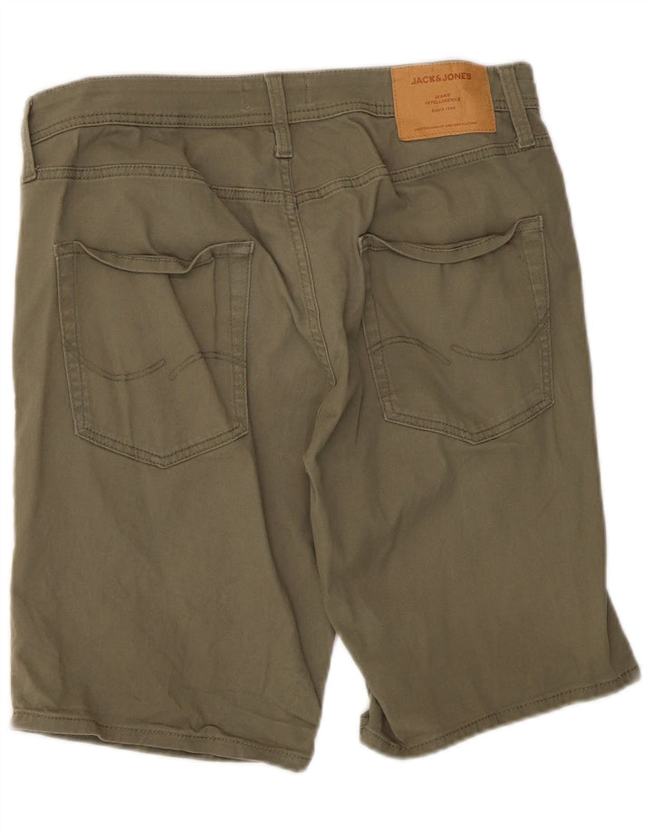 Shorts casuais masculinos Jack & Jones médio W34 algodão cáqui