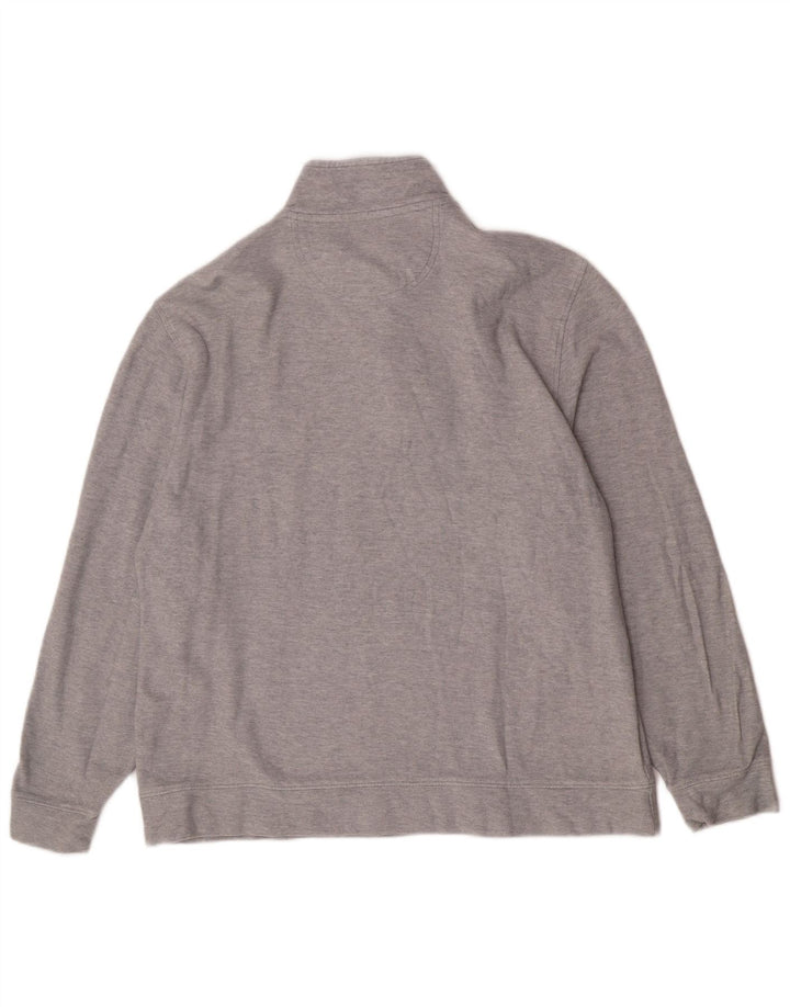 Suéter masculino Izod de água salgada com zíper e gola grande de algodão cinza