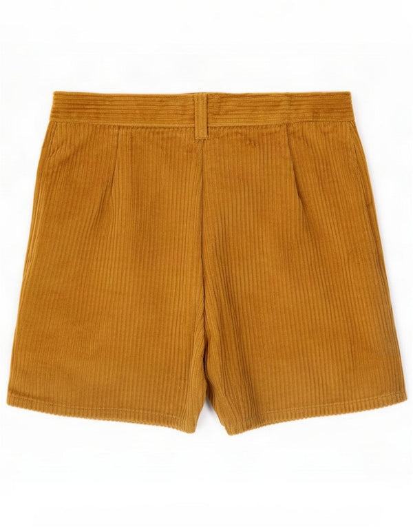 Shorts femininos vintage de cintura alta de veludo pequeno W26 Bege