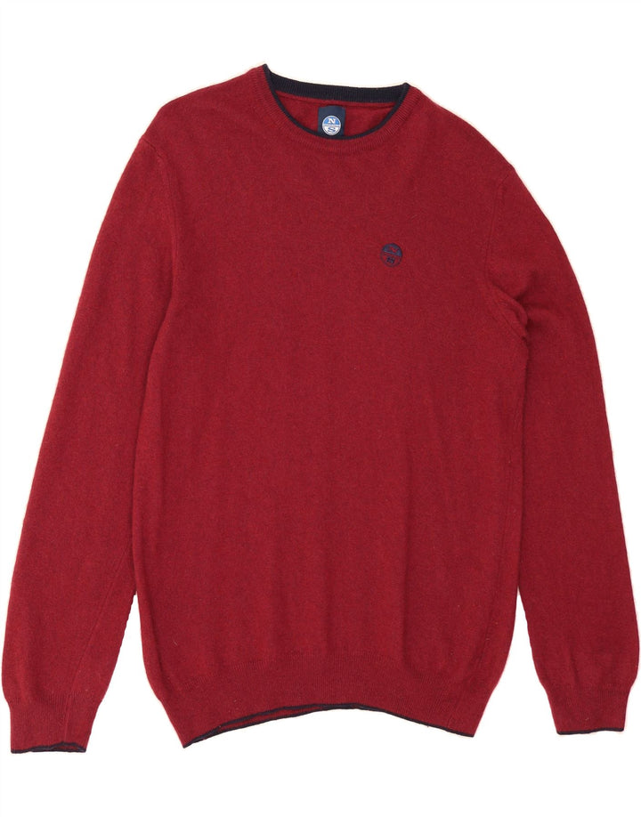 NORTH SAILS Mens Crew Neck Jumper Sweater Small Burgundy Polyamide Vintage North Sails and Second-Hand North Sails from Messina Hembry 