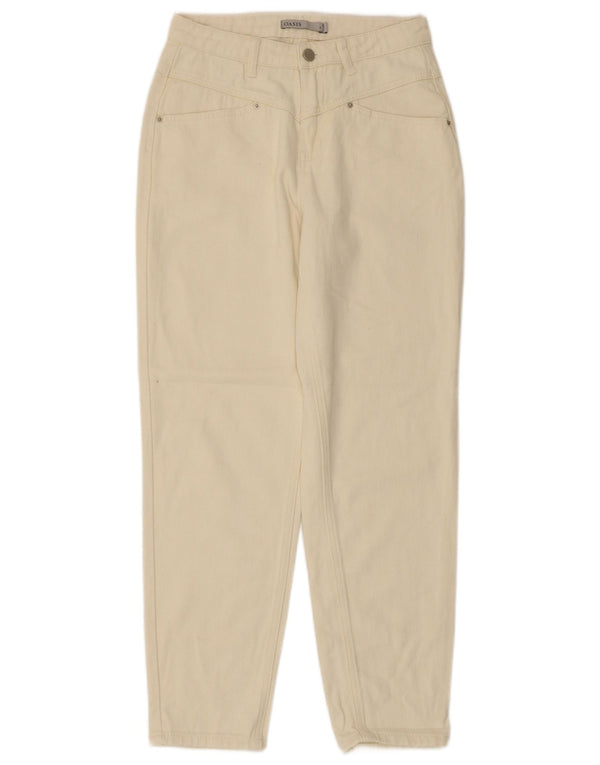 Calça jeans feminina Oasis Tapered UK 6 XS W26 L27 algodão branco