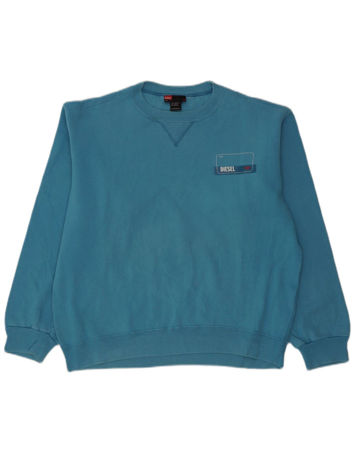 Diesel moletom masculino jumper grande algodão azul