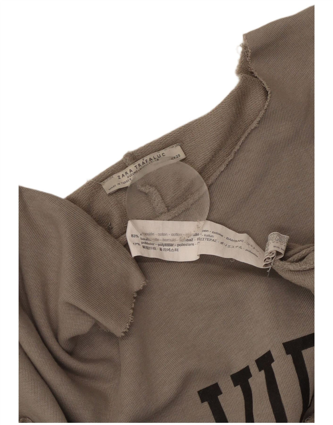 Vestido camiseta feminino grande com estampa Zara Reino Unido 14 algodão cinza médio