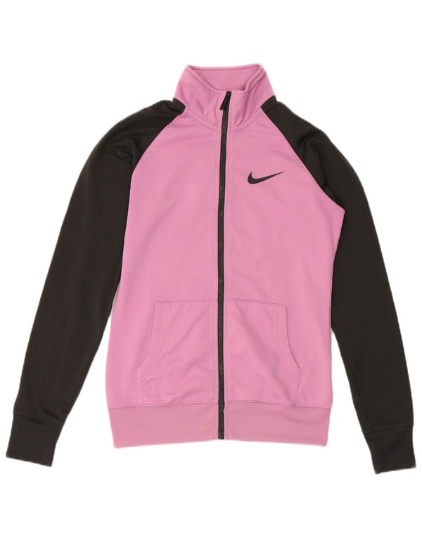 NIKE Womens Tracksuit Top Jacket UK 10 Small Pink Colourblock Poliéster