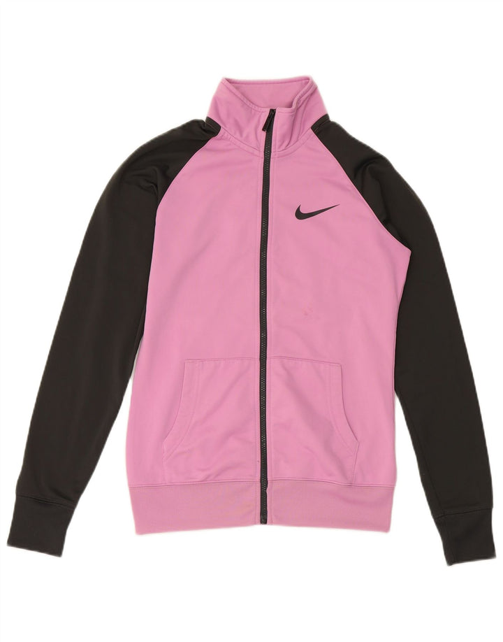 NIKE Womens Tracksuit Top Jacket UK 10 Small Pink Colourblock Poliéster