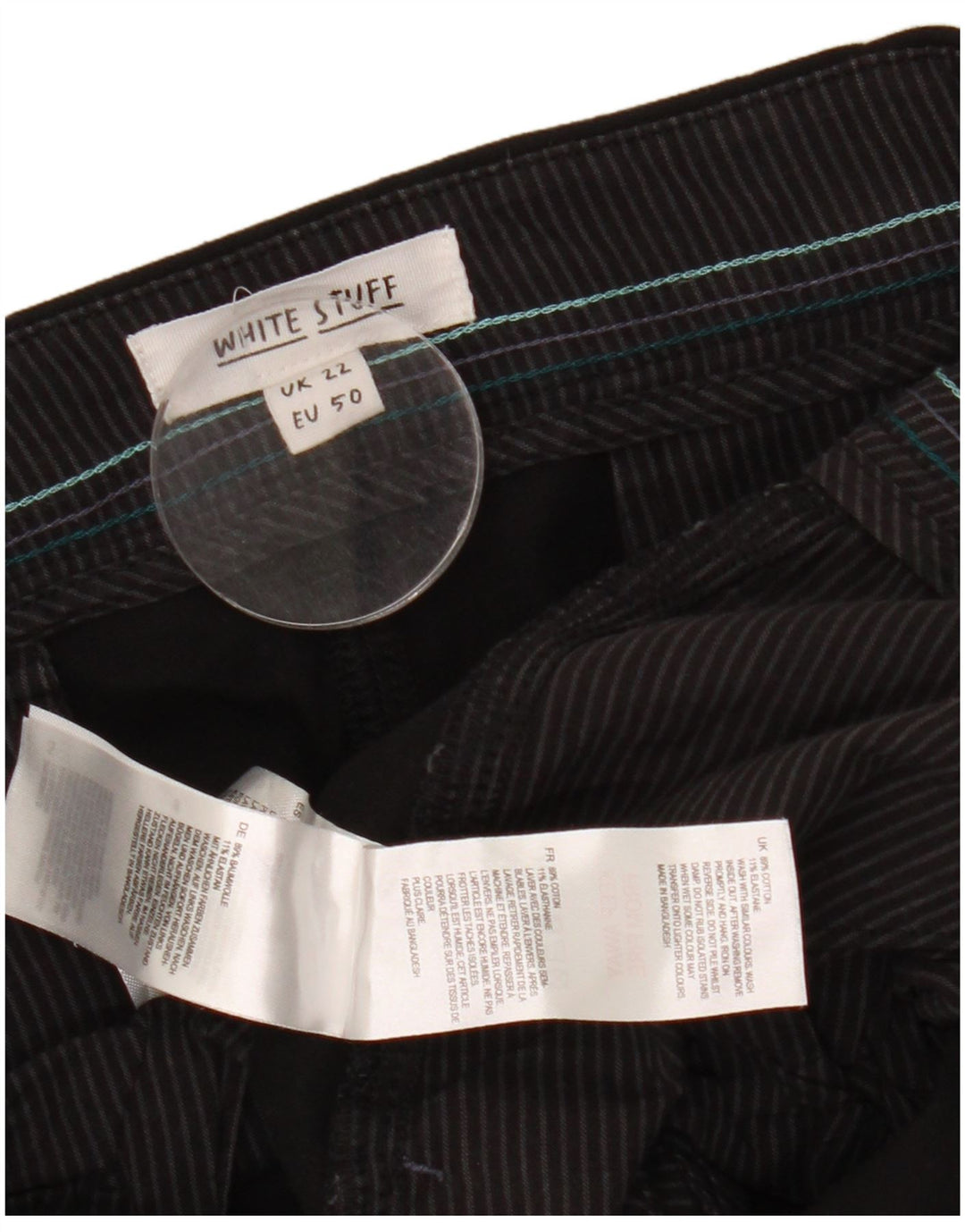 Calça Capri Feminina White Stuff UK 22 3XL W44 L24 Algodão Preto