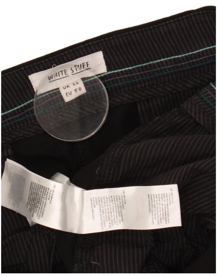 Calça Capri Feminina White Stuff UK 22 3XL W44 L24 Algodão Preto
