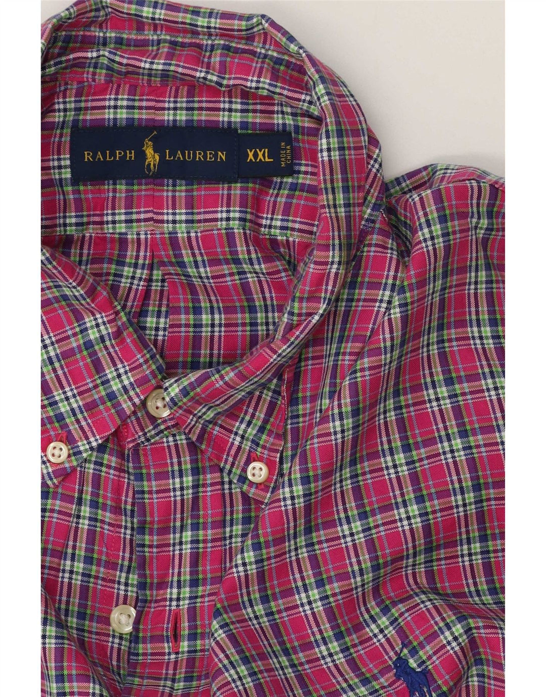 Camisa masculina Ralph Lauren 2XL algodão xadrez rosa