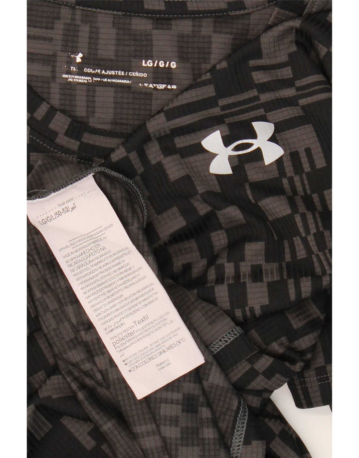 Camiseta masculina Under Armour Heat Gear grande poliéster geométrico preto