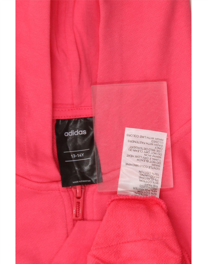 ADIDAS Suéter feminino com capuz e zíper gráfico 13-14 anos algodão rosa