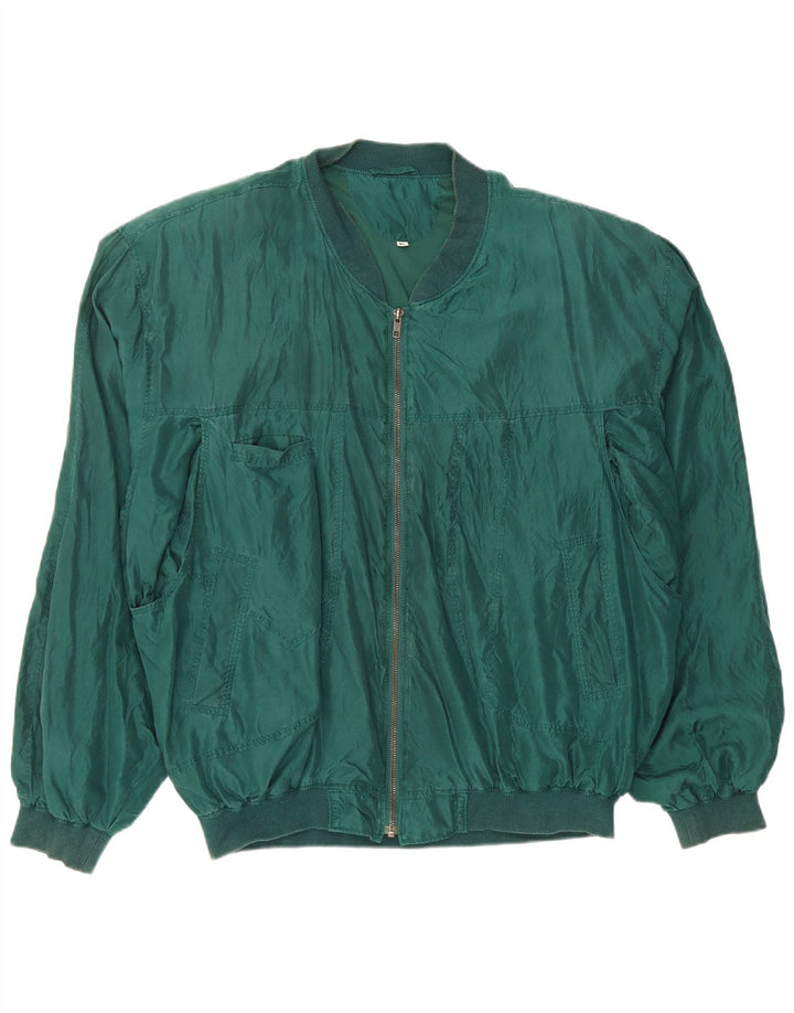 Jaqueta bomber masculina VINTAGE UK 42 XL seda verde