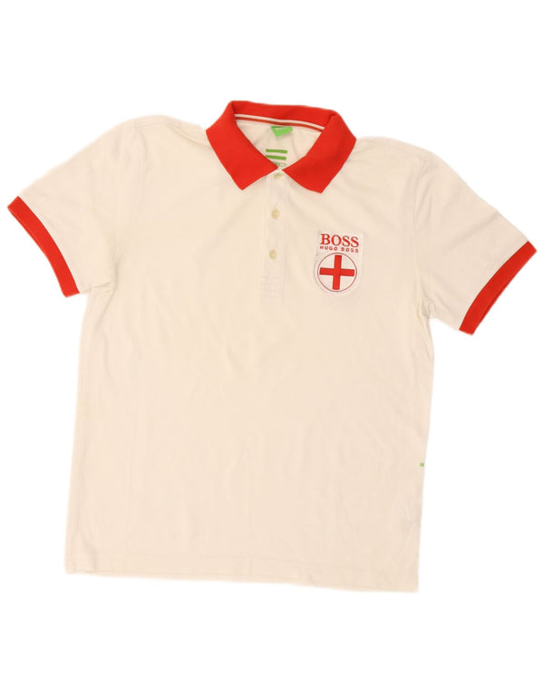 Camisa polo masculina Hugo Boss grande algodão colorblock branco