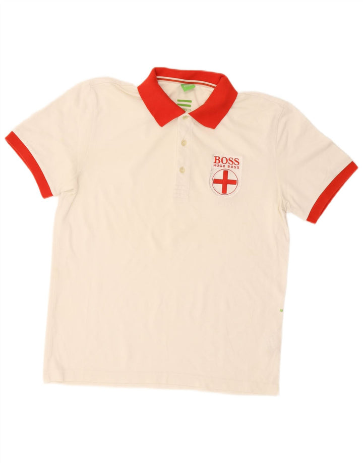 Camisa polo masculina Hugo Boss grande algodão colorblock branco