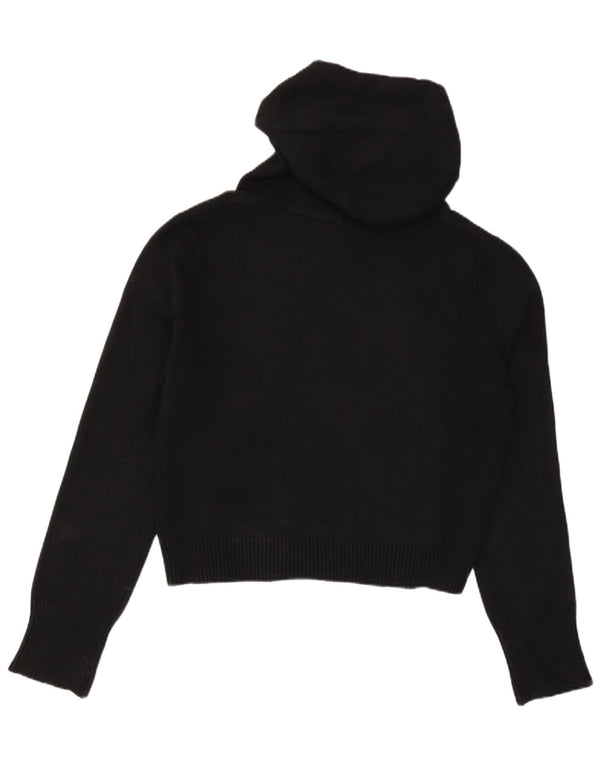 Suéter feminino Zara com capuz e capuz UK 10 pequeno preto viscose