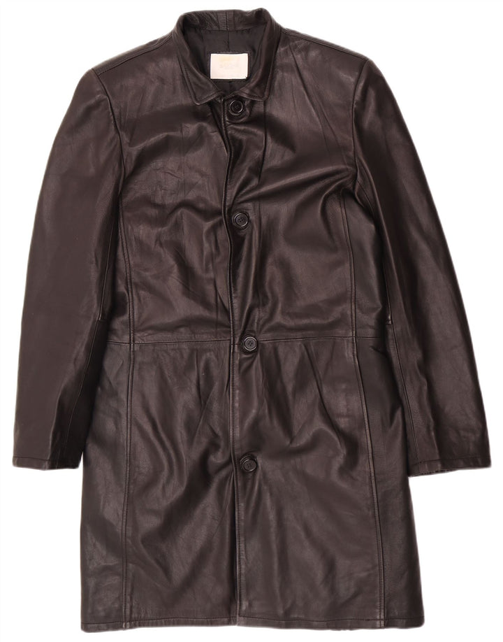 Casaco de couro masculino Barone UK 36 pequeno preto