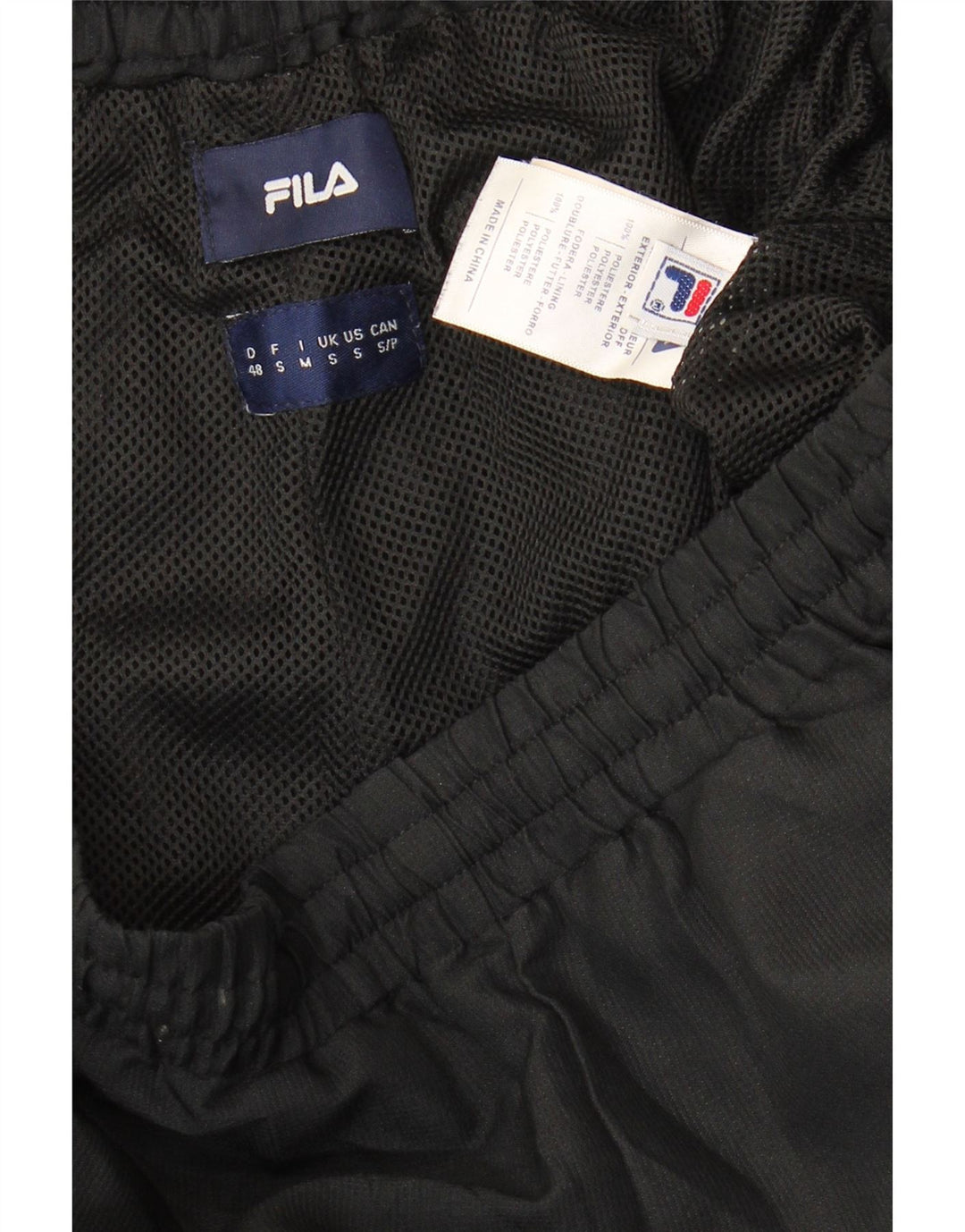 Fila Mens Treino Calças Joggers Pequeno Poliéster Manchado Preto