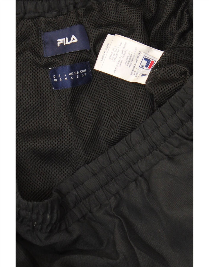 Fila Mens Treino Calças Joggers Pequeno Poliéster Manchado Preto