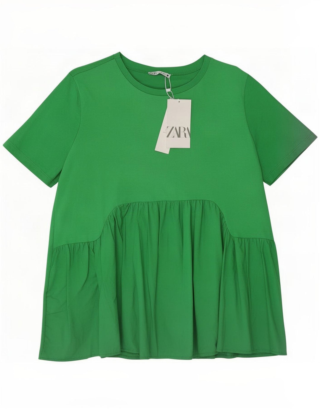 Blusa feminina Zara Top UK 16 grande algodão verde