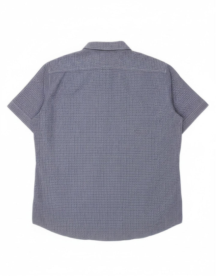 Camisa masculina Carrera manga curta regular fit XL azul algodão guingão