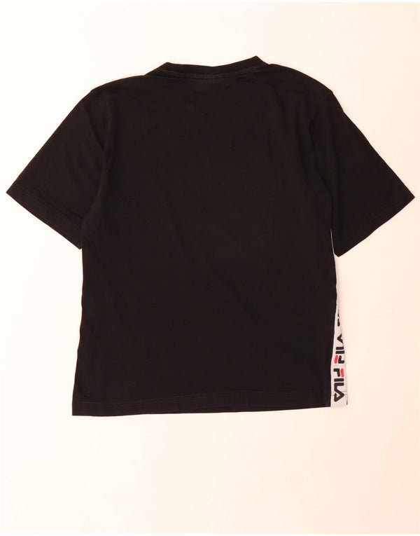 Fila Womens Graphic T-Shirt Top UK 6 XS Black Colourblock Cotton