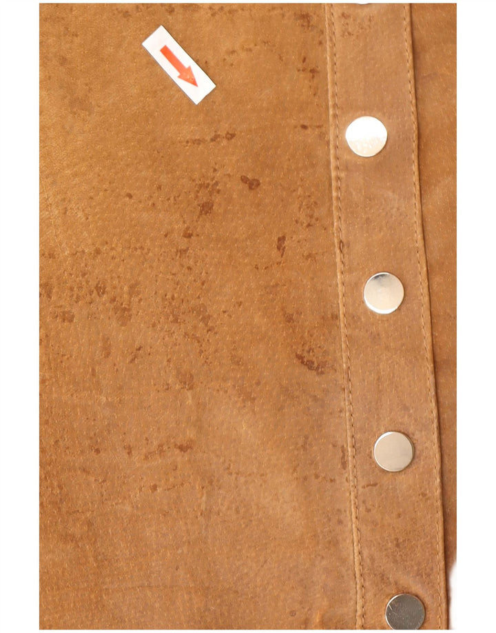 Mini saia feminina de camurça Pimkie IT 44 médio W32 couro marrom