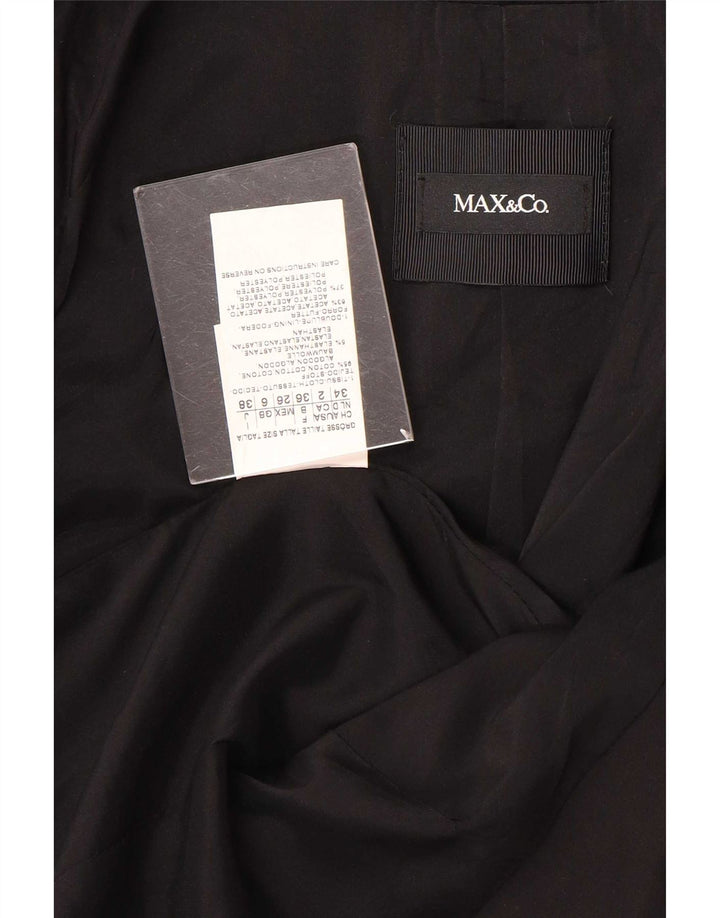 Max&Co. Jaqueta blazer feminina com 3 botões e manga 3/4 UK 6 XS algodão preto