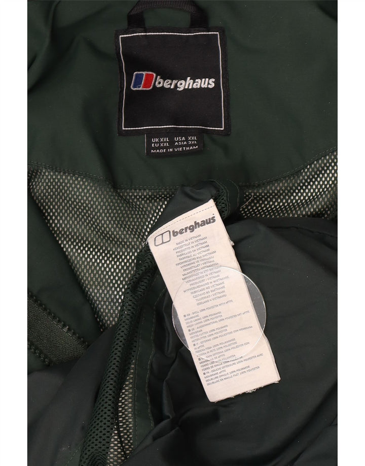 Capa de chuva masculina Berghaus com capuz UK 44 2XL poliéster verde