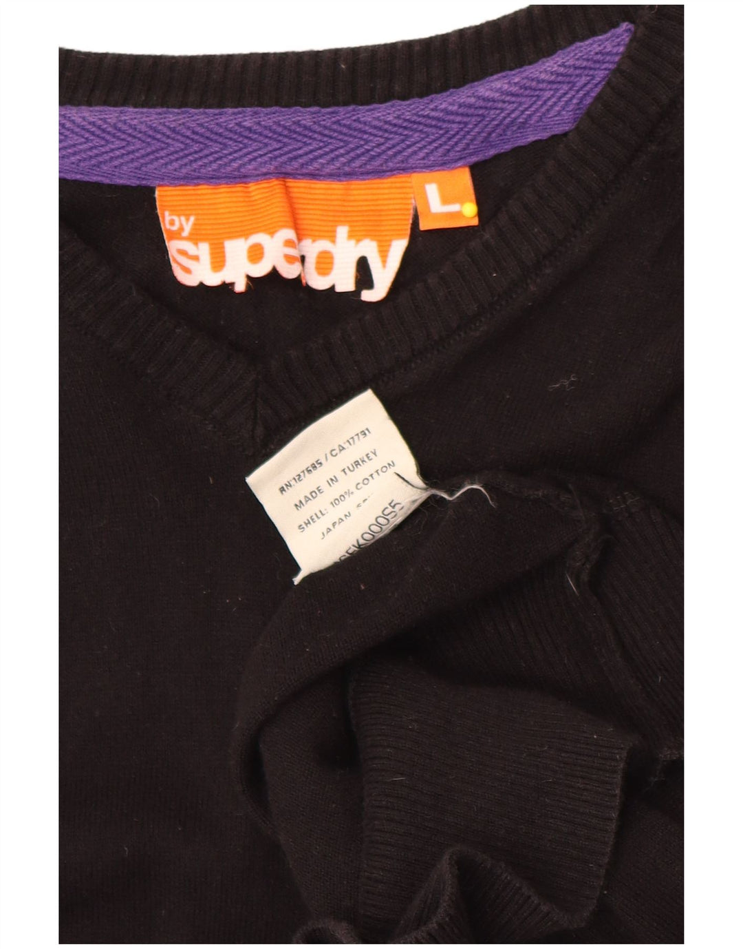 Suéter masculino Superdry com decote em V grande algodão preto