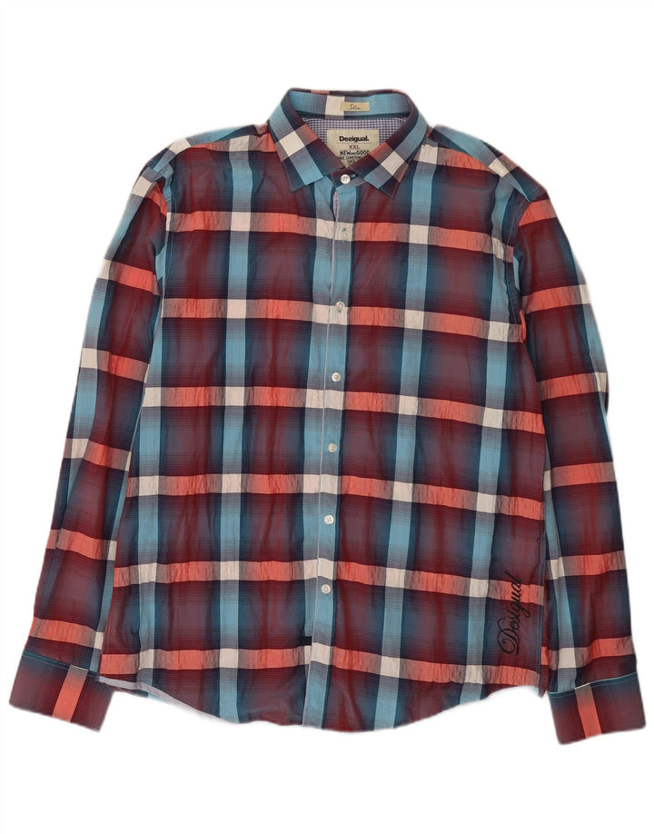 Camisa Slim Masculina Desigual 2XL Algodão Xadrez Multicolorido