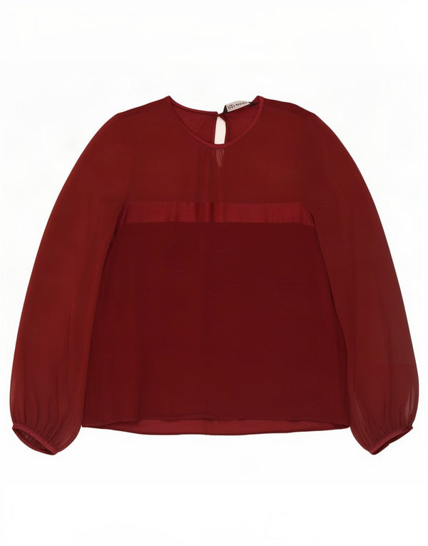 Blusa feminina de manga comprida Zara UK 14 grande marrom