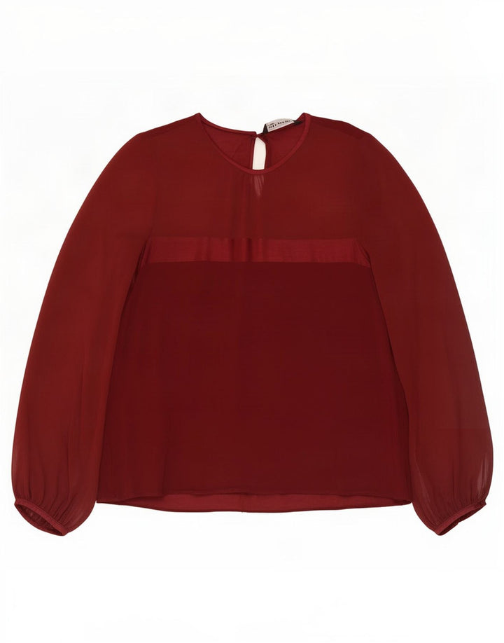 Blusa feminina de manga comprida Zara UK 14 grande marrom