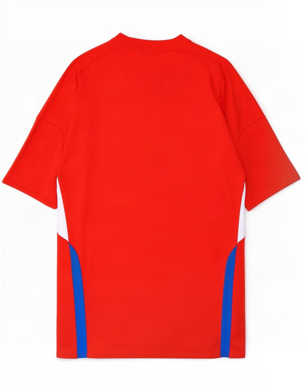 Adidas Mens Climalite Camiseta Top Pequeno Poliéster Colorblock Vermelho