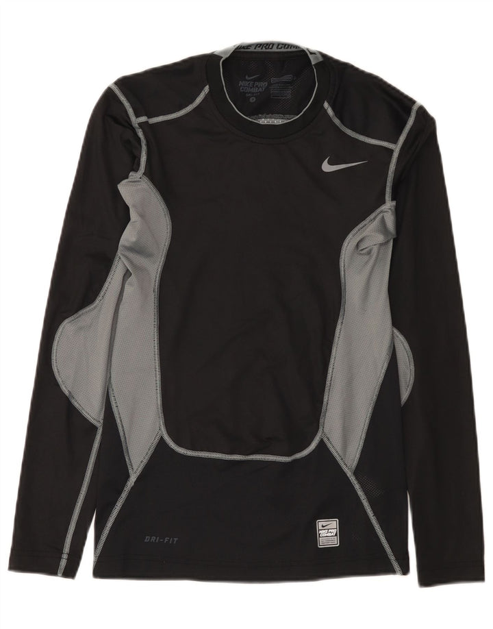Top Nike Masculino Dri Fit Manga Longa Pequeno Preto Colourblock Poliéster
