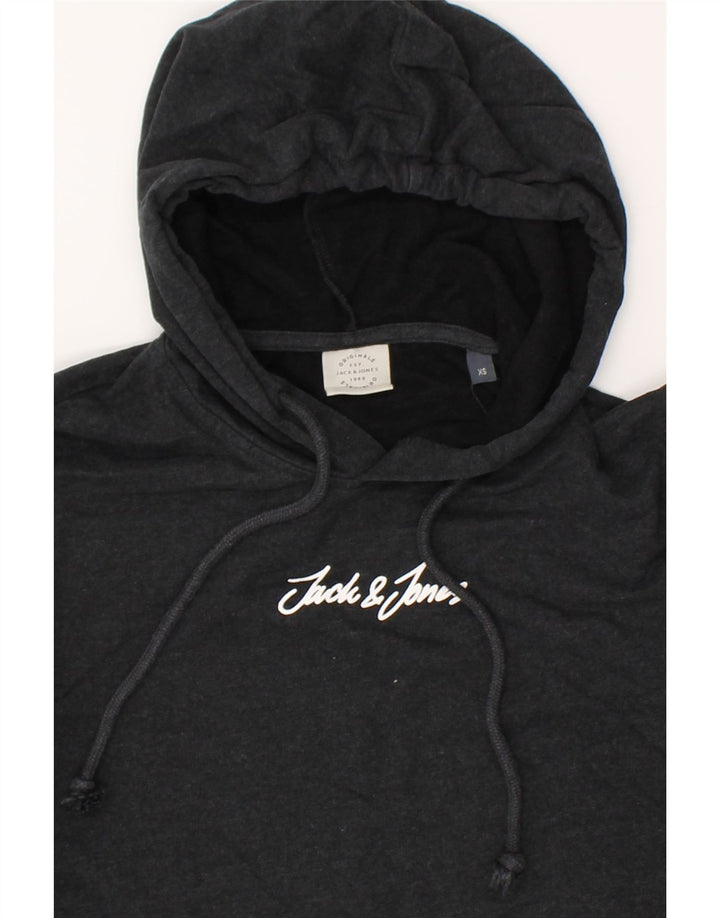 JACK & JONES Mens Graphic Hoodie Jumper XS Grey Cotton Vintage Jack & Jones and Second-Hand Jack & Jones from Messina Hembry 