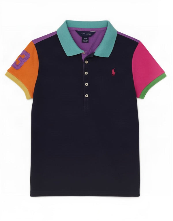 Polo Ralph Lauren para meninas 12-13 anos grande bloco colorido azul marinho