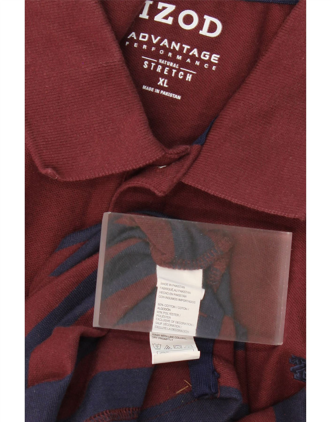 IZOD Mens Polo Shirt XL Burgundy Striped Cotton Vintage Izod and Second-Hand Izod from Messina Hembry 