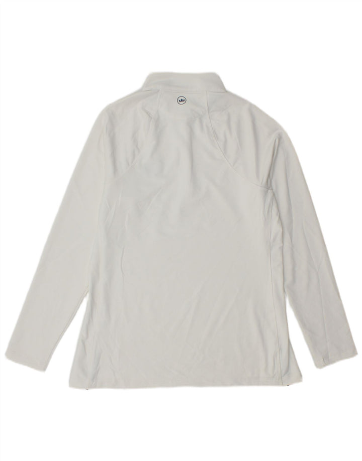 Pulôver feminino Peter Millar com zíper e gola em poliéster branco médio