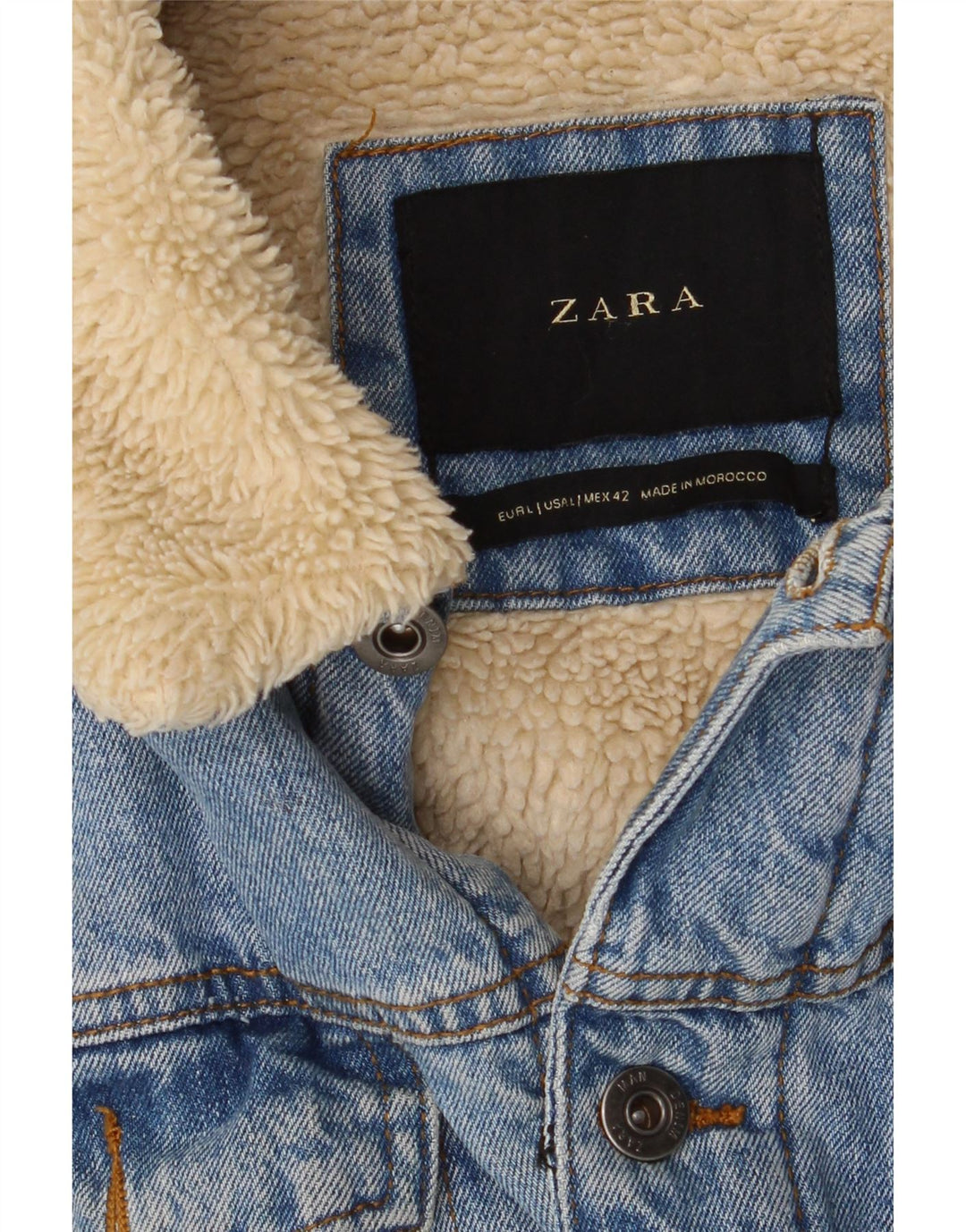 Jaqueta jeans masculina Zara Sherpa Reino Unido 40 grande azul