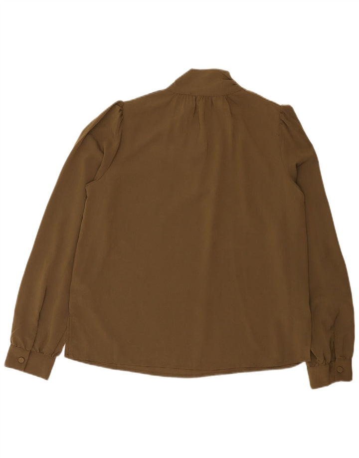 Blusa feminina de ajuste relaxado French Connection Top UK 10 poliéster cáqui pequeno