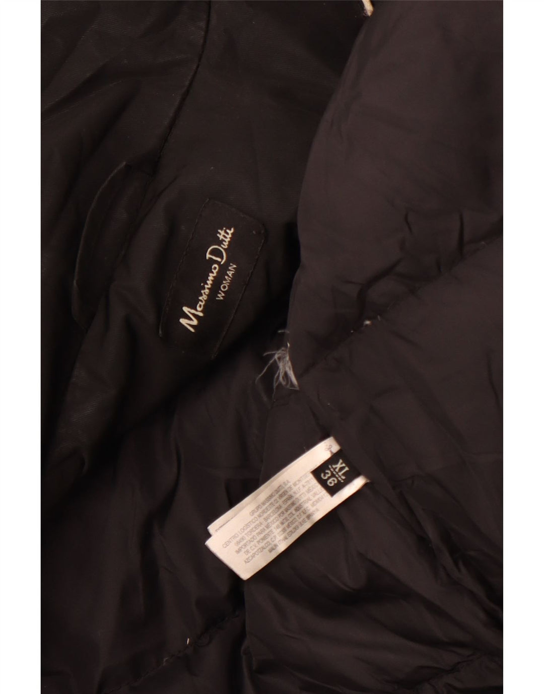 Casaco acolchoado feminino MASSIMO DUTTI UK 18 XL preto poliéster inverno