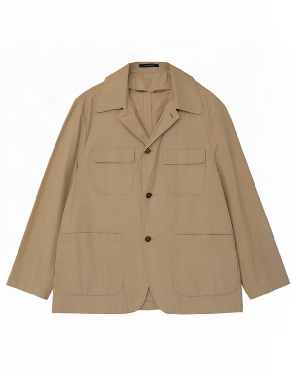 Daniele Alessandrini Jaqueta blazer masculina de 3 botões UK 42 XL Algodão bege