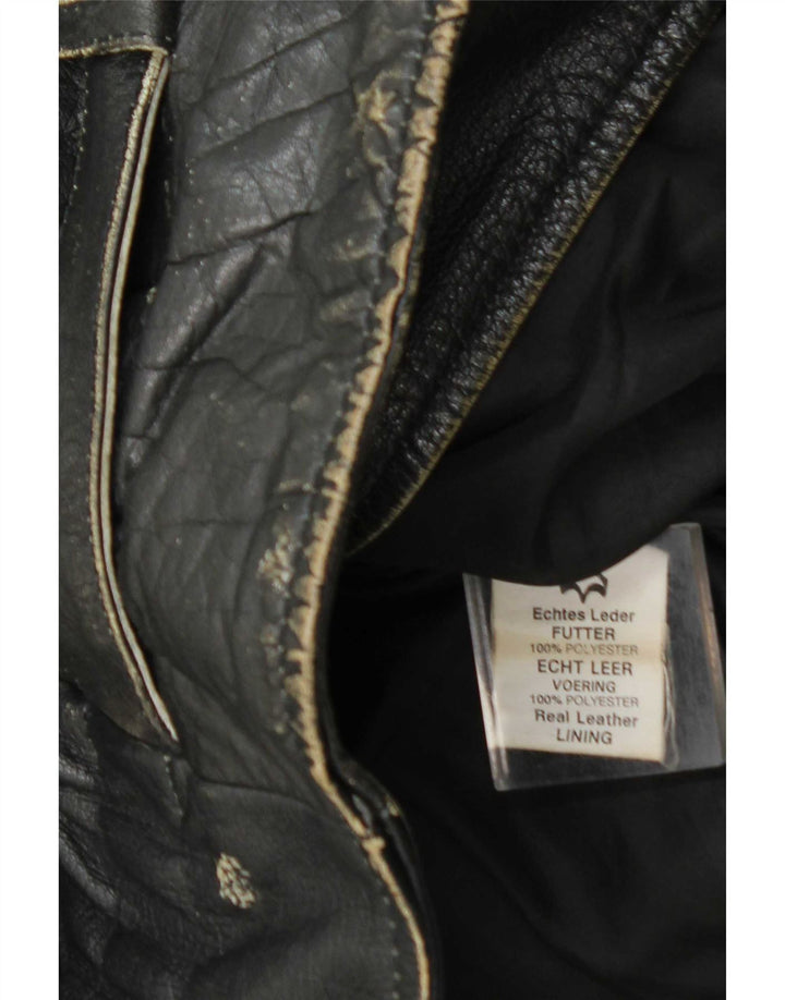 Jaqueta de couro masculina vintage para motociclista Reino Unido 36 couro preto pequeno