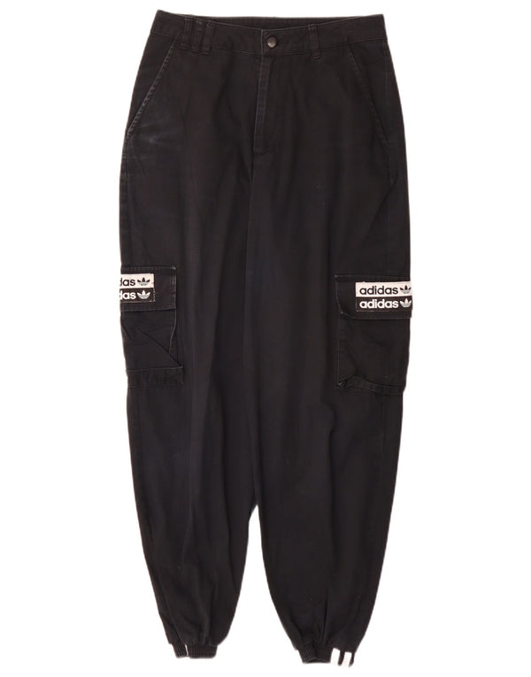 Calça cargo feminina Adidas cintura alta jogger UK 8 pequena W26 L27 preta