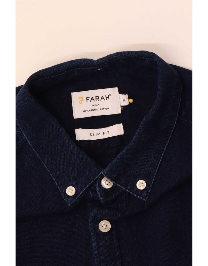 Farah Camisa masculina slim fit médio azul marinho