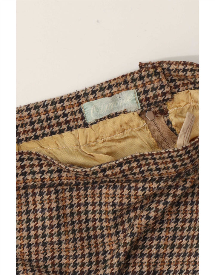 Saia feminina vintage linha A W26 pequena marrom houndstooth