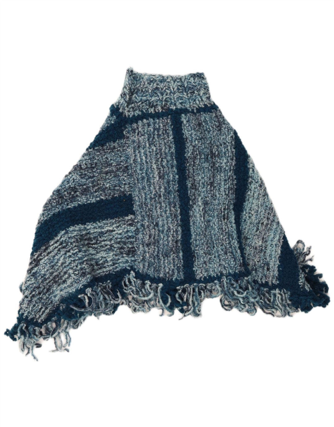 Poncho feminino VINTAGE tamanho único listrado azul